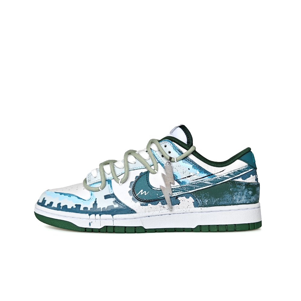 Nike Dunk Abrasion Resistant Low Top Skateboard Shoes Unisex White Green