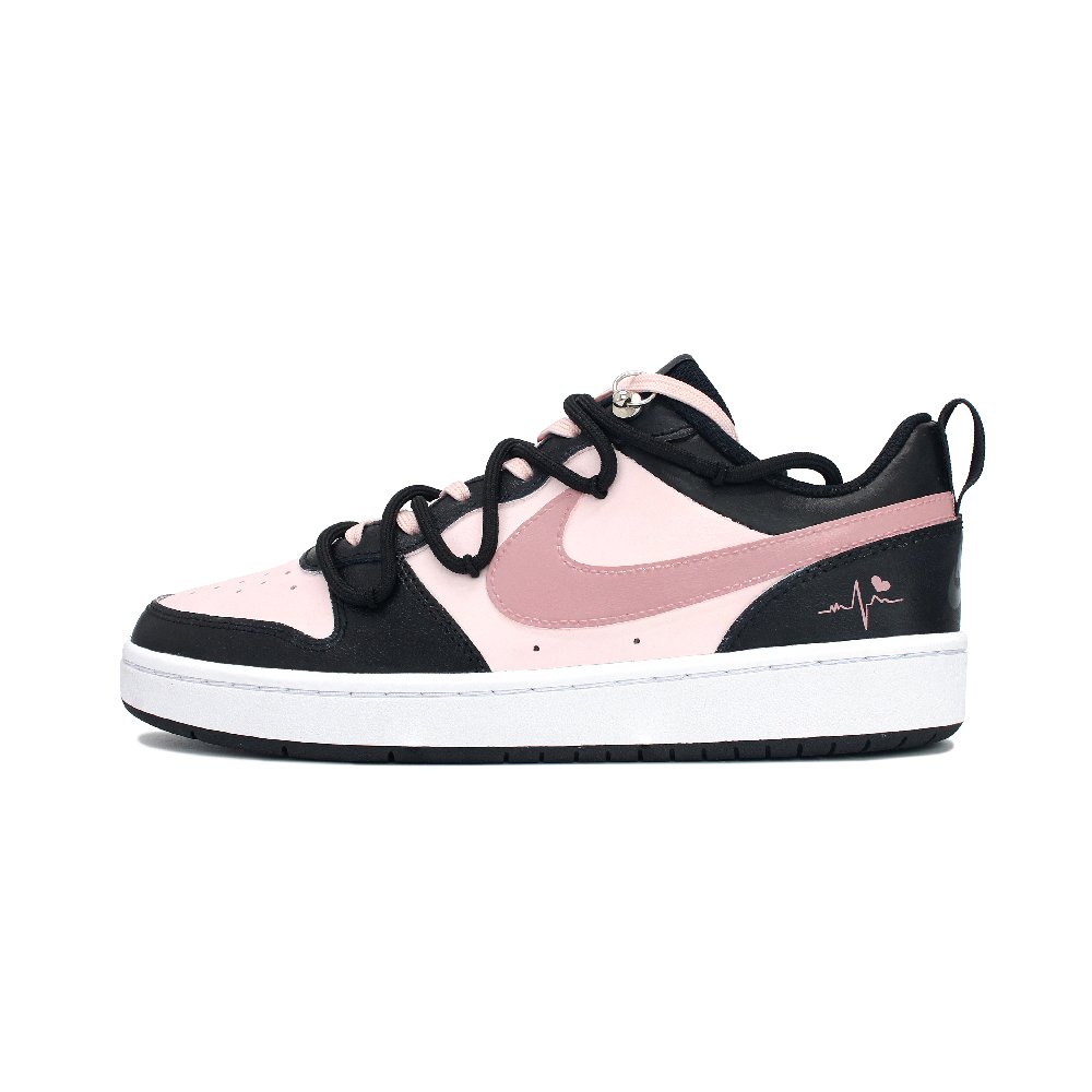 Nike Court Borough Abrasion Resistant Breathable Low Top Skateboard Shoes Women's Black Pink GS