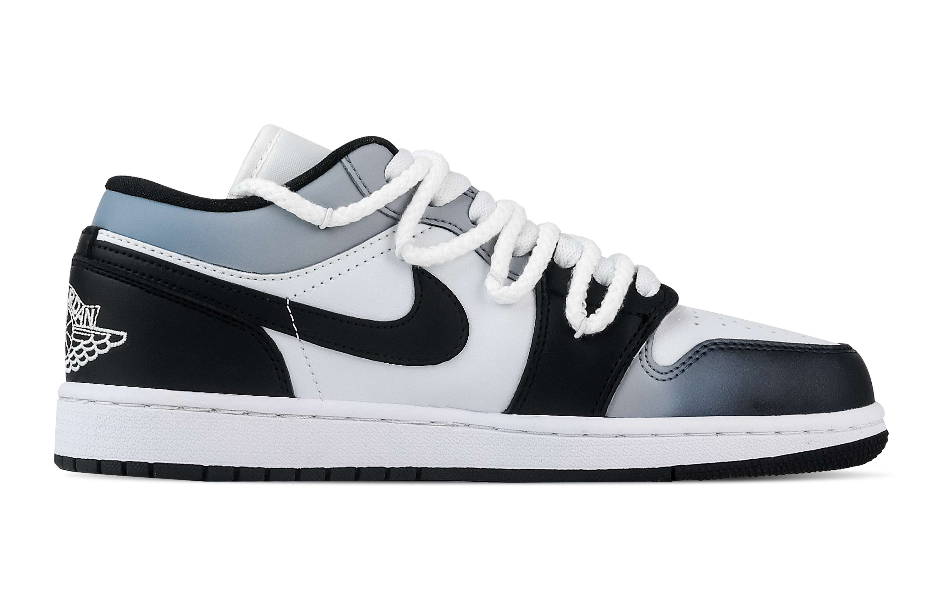 Jordan Air Jordan 1 River Ink Self Ignition Low top Vintage Basketball Shoes Unisex Black White Blue
