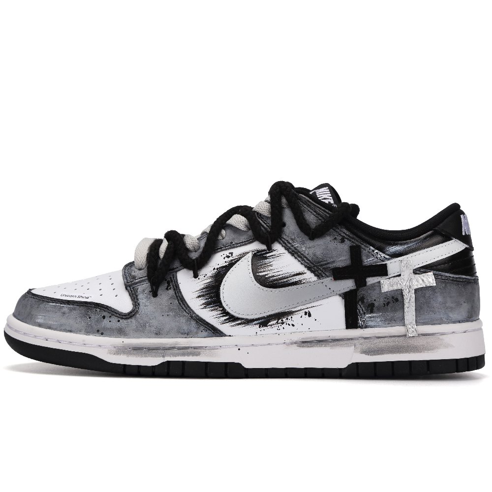 Nike Dunk Cross Spring Abrasion Resistant Low Top Skateboard Shoes Unisex Black White