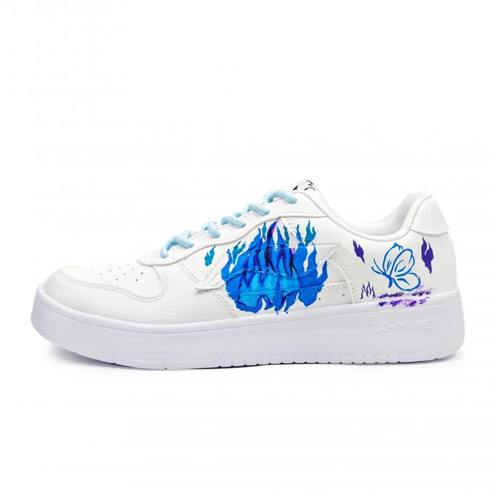 LiNing Pontoon Boats Abrasion Resistant Lightweight Height Increasing Low top Skateboard Shoes Unisex White