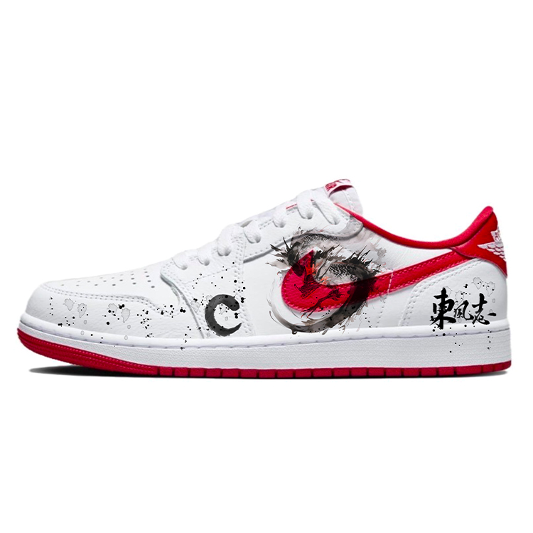 Jordan Air Jordan 1 Anti-Slip Wear-Resistant Low-Top Vintage Basketball Shoes Unisex White Red