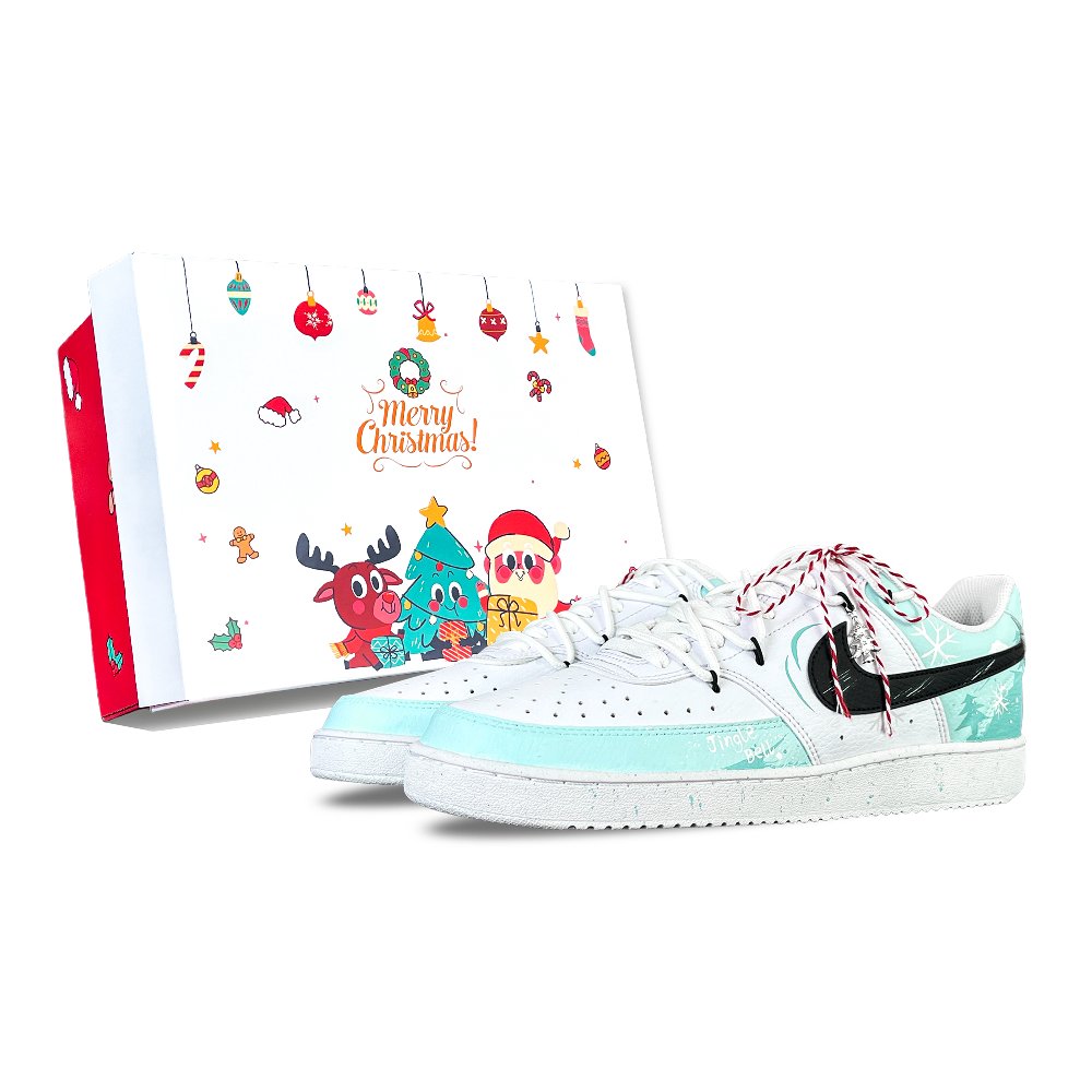 Nike Court Vision 1 Anti Slip Wear Resistant Low Top Skateboard Shoes Men's Green White
