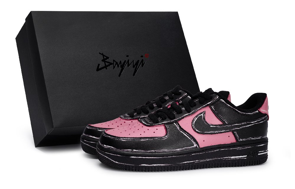 Nike Air Force 1 07 Special Shoe Box Anti-Slip Wear-Resistant Low-Top Skateboard Shoes Unisex Black Rose Red