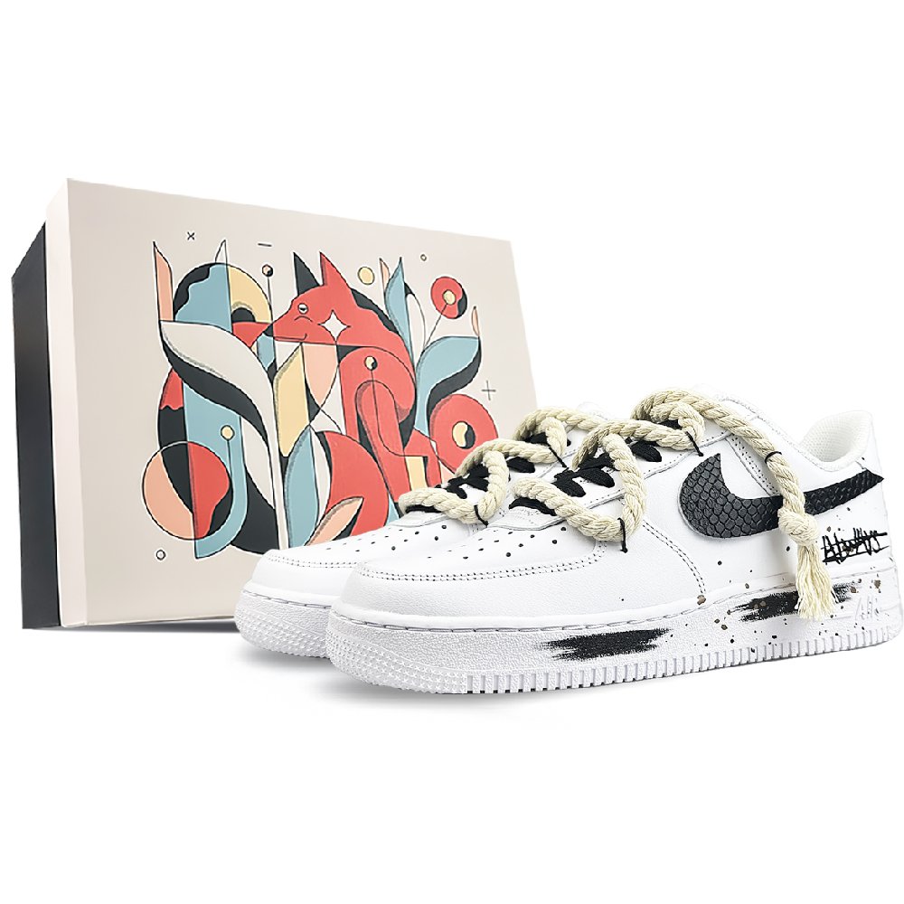 Nike Air Force 1 Coverage Low-Top Skateboard Shoes Unisex White Black