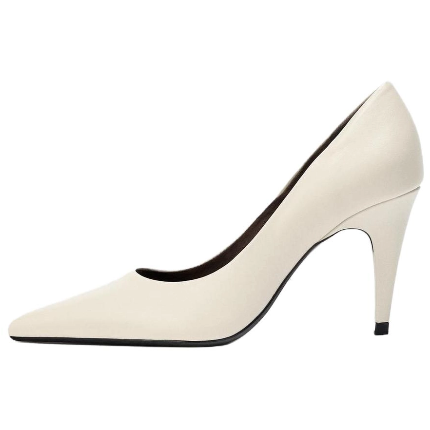 ZARA Slim Heel High Heels 8.5cm Women's Light Beige Yellow