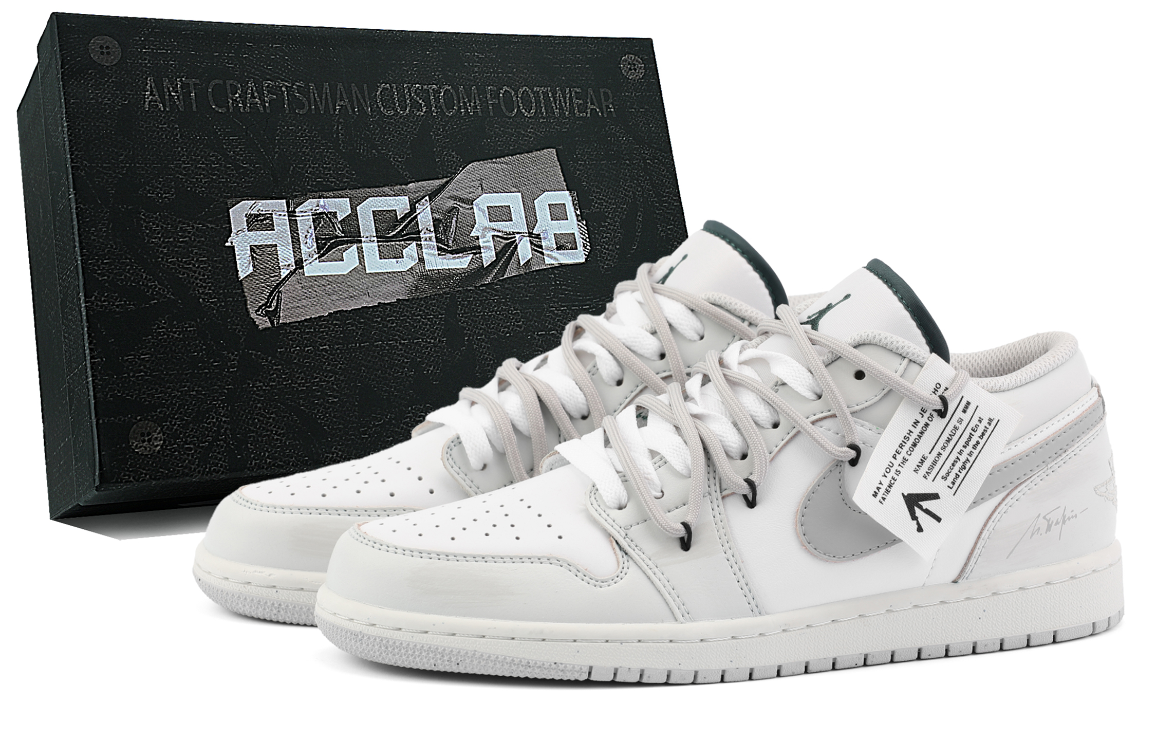 Jordan Air Jordan 1 Cushioning, Wear Resistant Low top Vintage Basketball Shoes Unisex Gray White