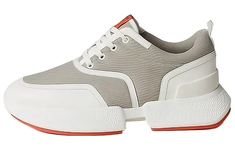 HERMES Abrasion Resistant Low top Casual Shoes Men's Gray White