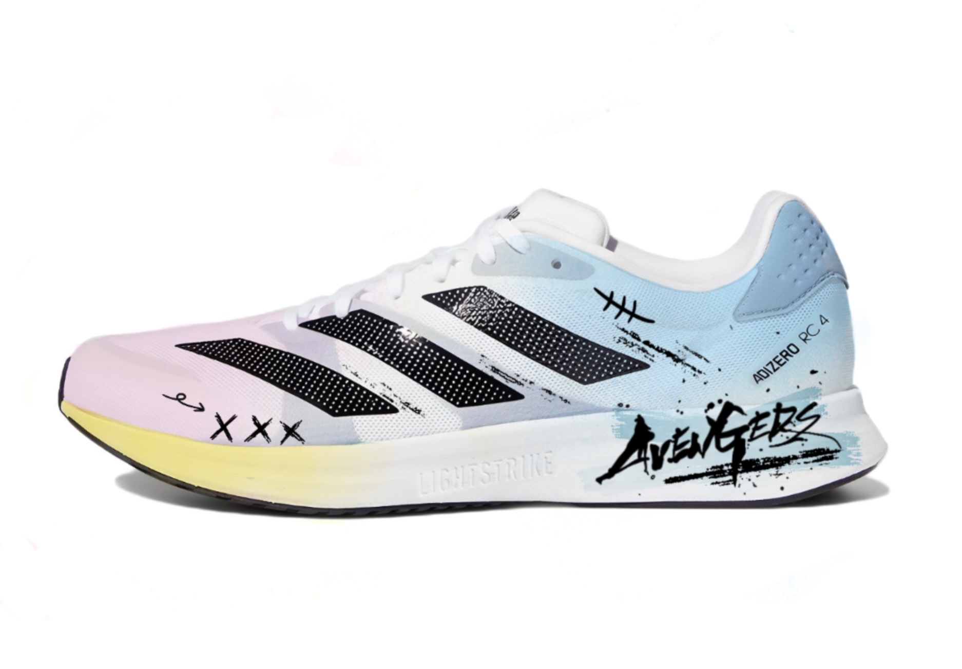 Adidas Adizero RC 4 Abrasion Resistant, Breathable, And Quick Dry Low top Running Shoes Men's Pink Blue