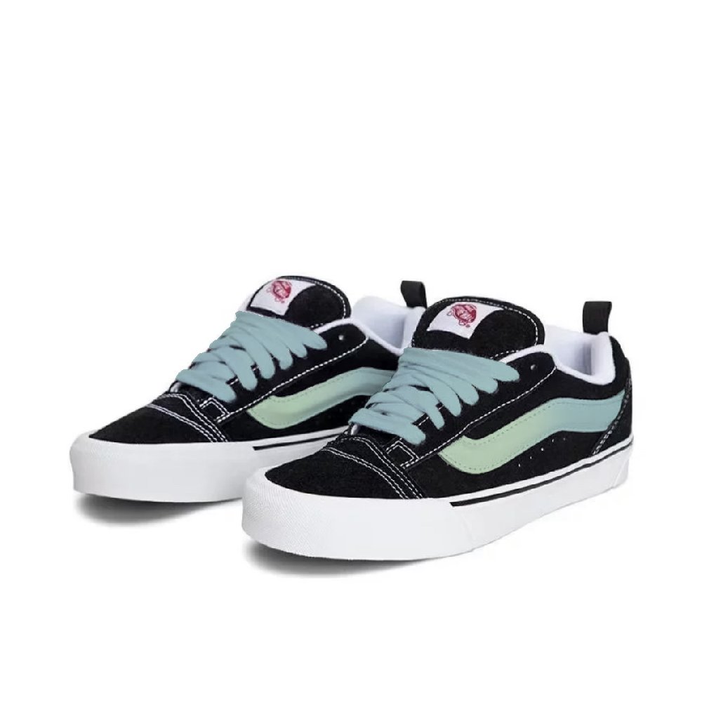Vans Knu Skool Coverage Slip Resistant And Abrasion Resistant Low Top Skateboard Shoes Unisex Black Cyan