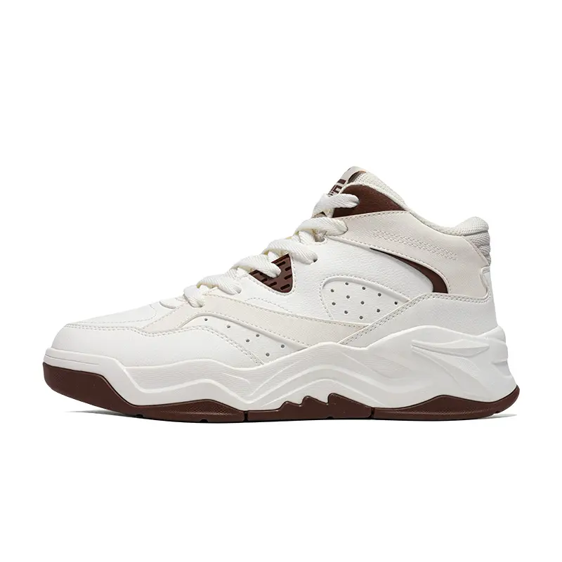 361° Anti-Slip Wear-Resistant High-Top Casual Shoes Men's White Brown