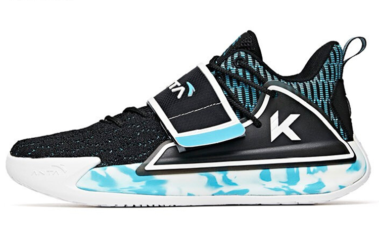 Anta Water Flower 2 KT Cushioning Anti-Slip And Wear-Resistant Low-Top Basketball Shoes Men's Black Ink Blue Multicolor