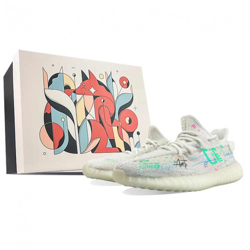 Adidas Originals Yeezy Boost 350 Anti-Slip Wear-Resistant Low-Top Casual Shoes Unisex Green White
