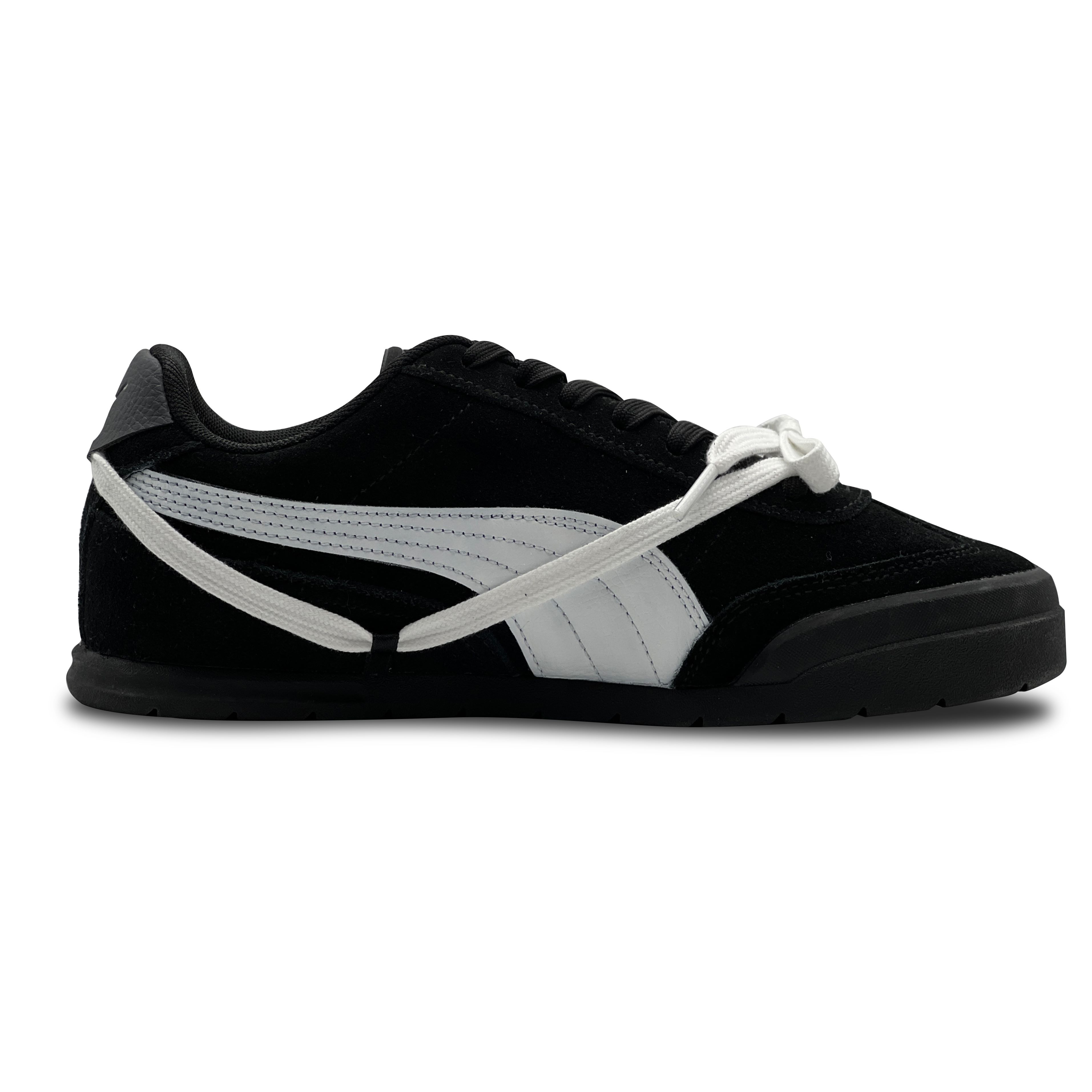 PUMA Super Turino Softfoam Blank White Plaid Abrasion Resistant Low top Skateboard Shoes Unisex Black White