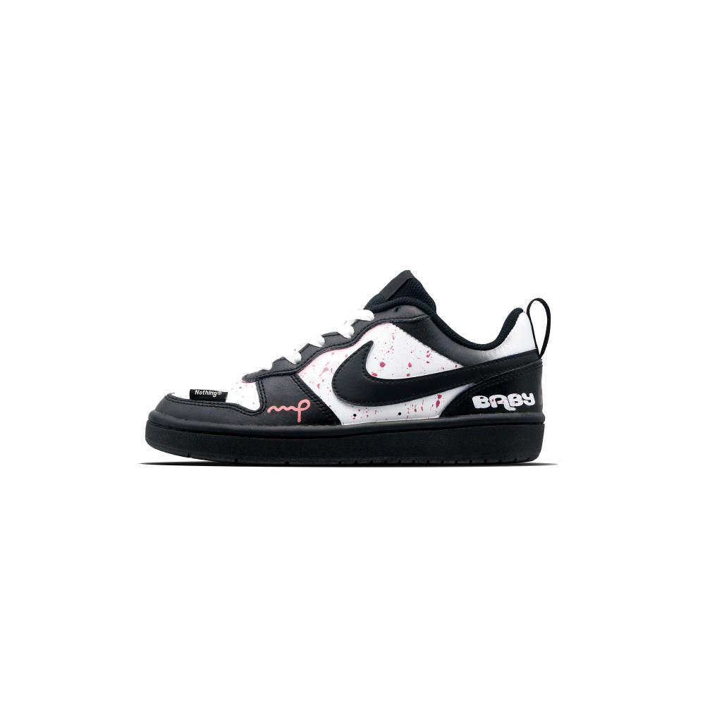 Nike Court Borough 2 Low-Top Skateboard Shoes GS Black White