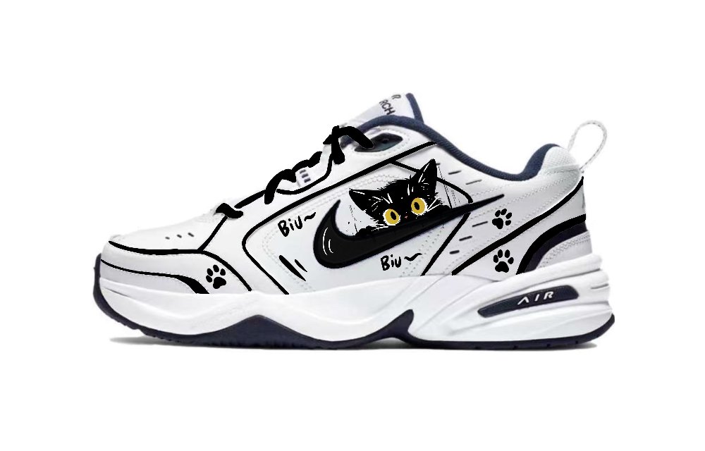 Nike Air Monarch 4 Anti-Slip And Wear-Resistant Height Increasing Low-Top Chunky Sneakers Unisex Black Yellow