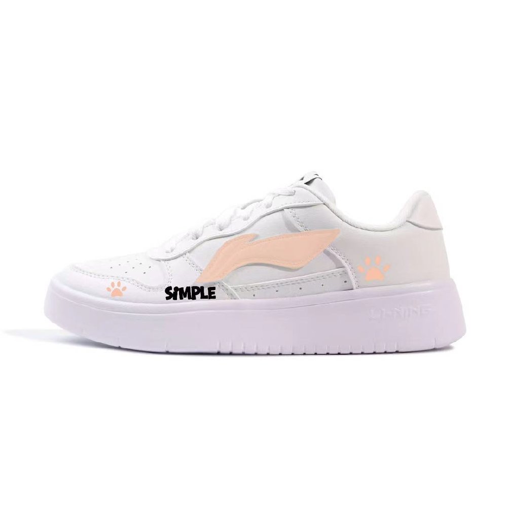 LiNing Pontoon Boats Anti Slip Wear Resistant Low Top Skateboard Shoes Unisex White