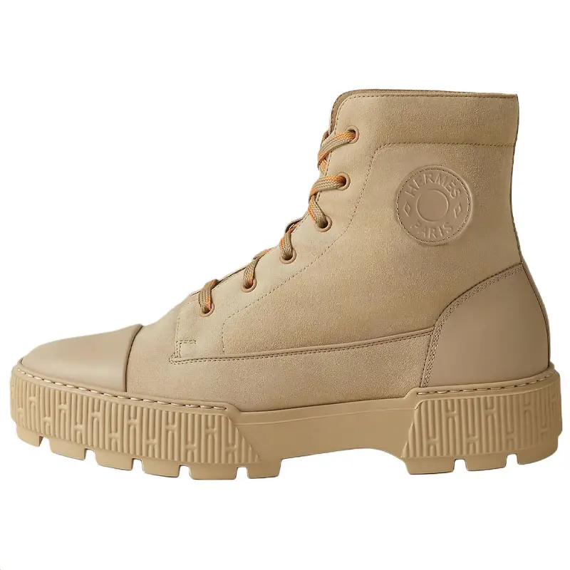 HERMES Fresh Ankle Boots 4cm Men's Khaki
