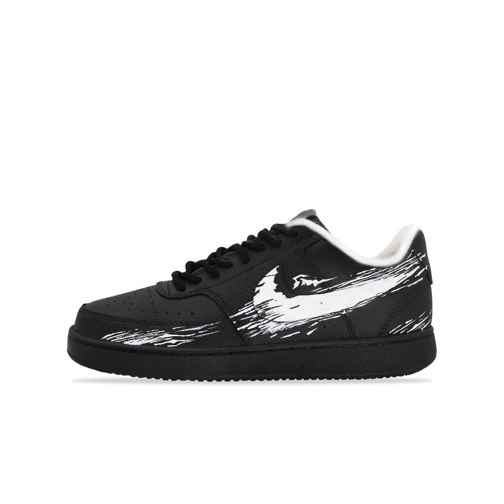 Nike Court Vision Abrasion-Resistant Low-Top Skateboard Shoes Men's Black White