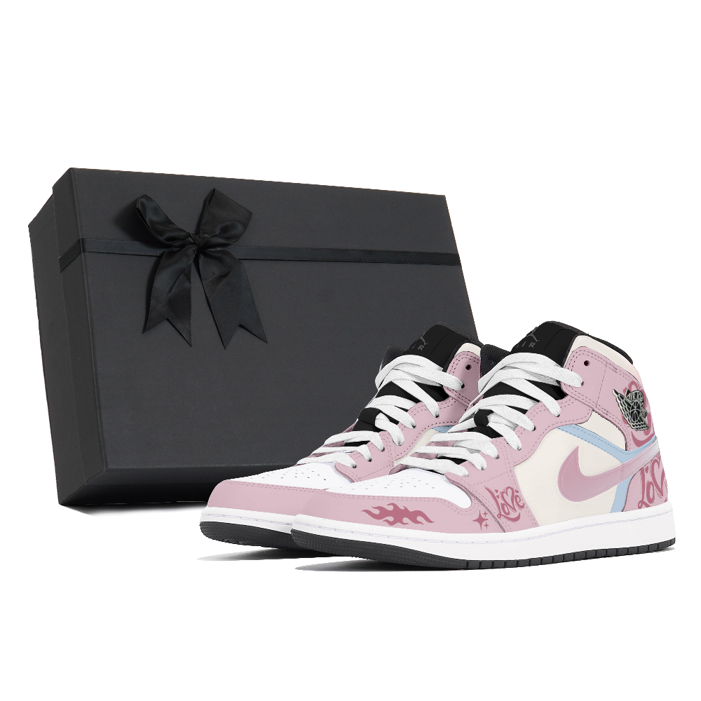 Jordan Air Jordan 1 Abrasion Resistant Slip Resistant Mid Top Vintage Basketball Shoes Men's Pink