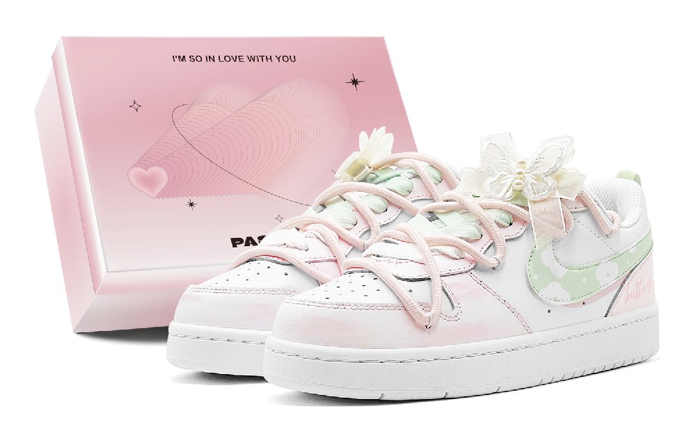 Nike Court Borough Skateboard Shoes Women's Low top Green/Pink/White