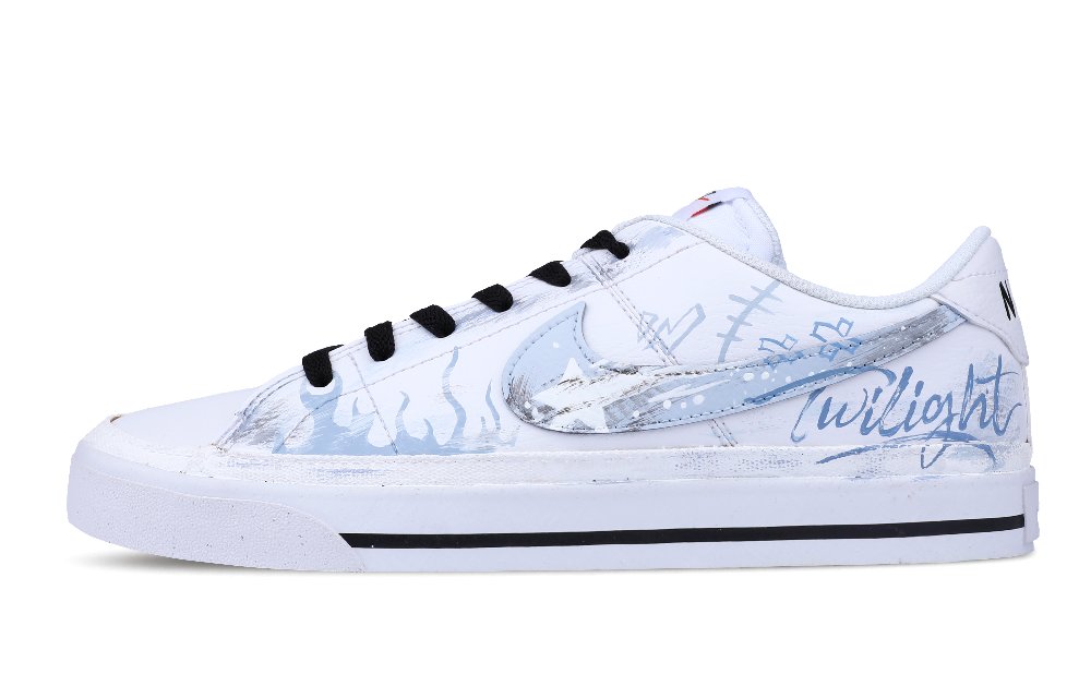 Nike Court Legacy Slip Resistant Low Top Skateboard Shoes Men's White Blue