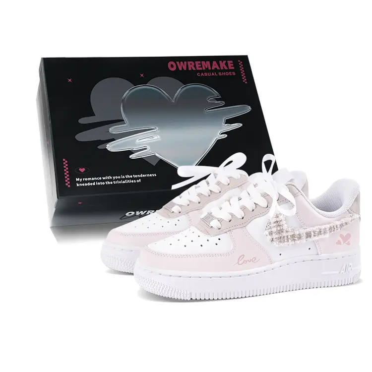 Nike Air Force 1 Wear resistant And Lightweight Low top Skateboard Shoes Women's Pink White