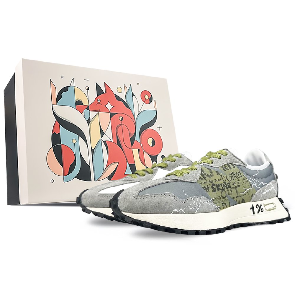 New Balance Cushioning Anti-Slip Wear-Resistant Breathability Low-Top Running Shoes Unisex Gray Green