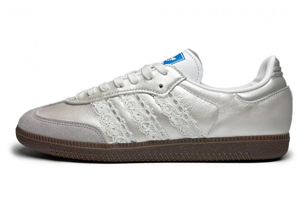Adidas Originals SAMBA OG Anti-Slip Wear-Resistant Low-Top Skateboard Shoes Unisex Silver White