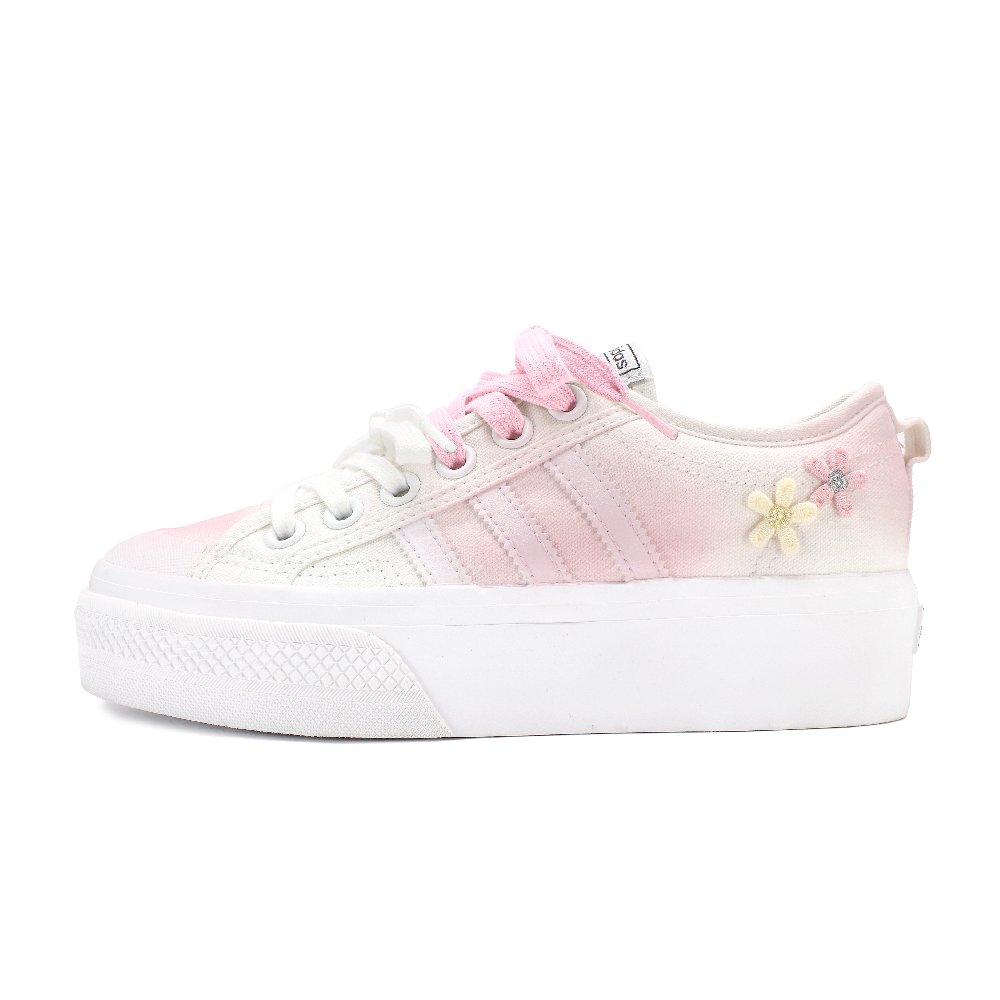 Adidas Originals Nizza Platform Anti Slip Wear Resistant Low Top Skateboard Shoes Women's Pink White