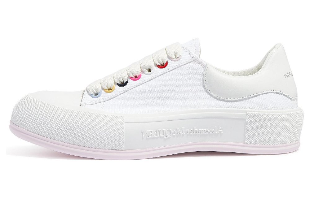 Alexander McQueen Deck Skate Plimsoll Lace Up White Multi Women's
