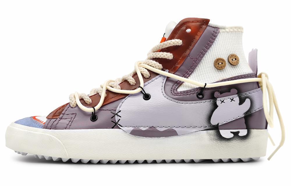 Nike Blazer 77 Jumbo Wear-resistant And Lightweight High-Top Skateboard Shoes Unisex Purple Red Brown