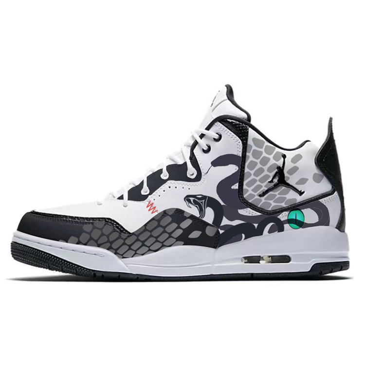 Jordan Courtside 23 Anti-Slip Wear-Resistant Mid-Top Vintage Basketball Shoes Men's White Black