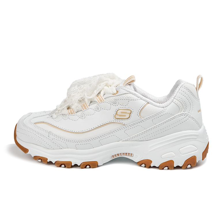Skechers Abrasion Resistant Height Increasing Low Top Chunky Sneakers Women's White