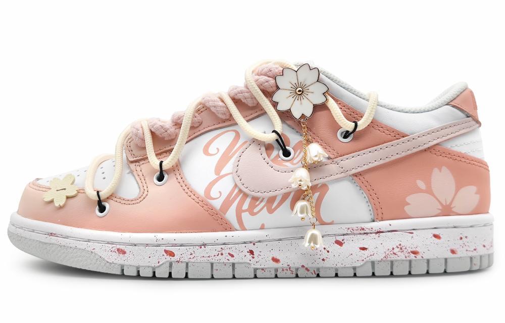 Nike Dunk Anti-Slip And Wear-Resistant Lightweight Height Increasing Low-Top Skateboard Shoes Men's White Pink