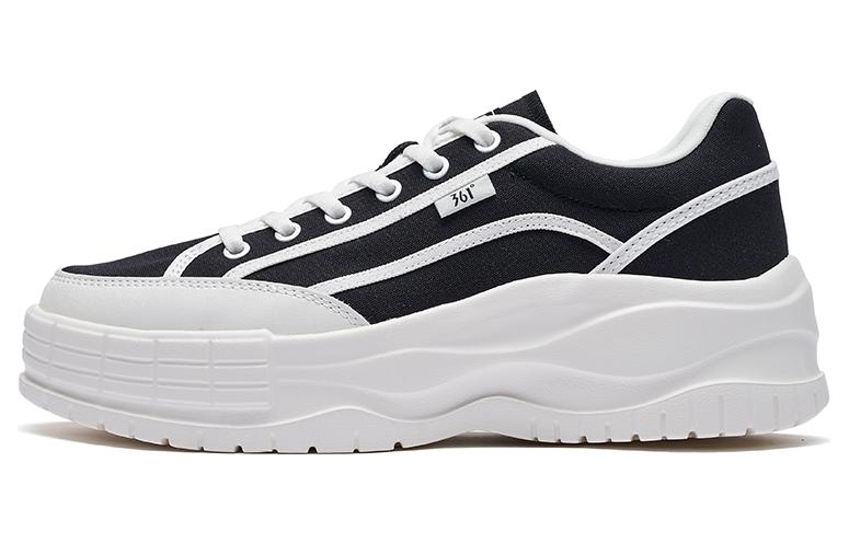 361° Anti Slip Wear Resistant Low Top Skateboard Shoes Women's Black White