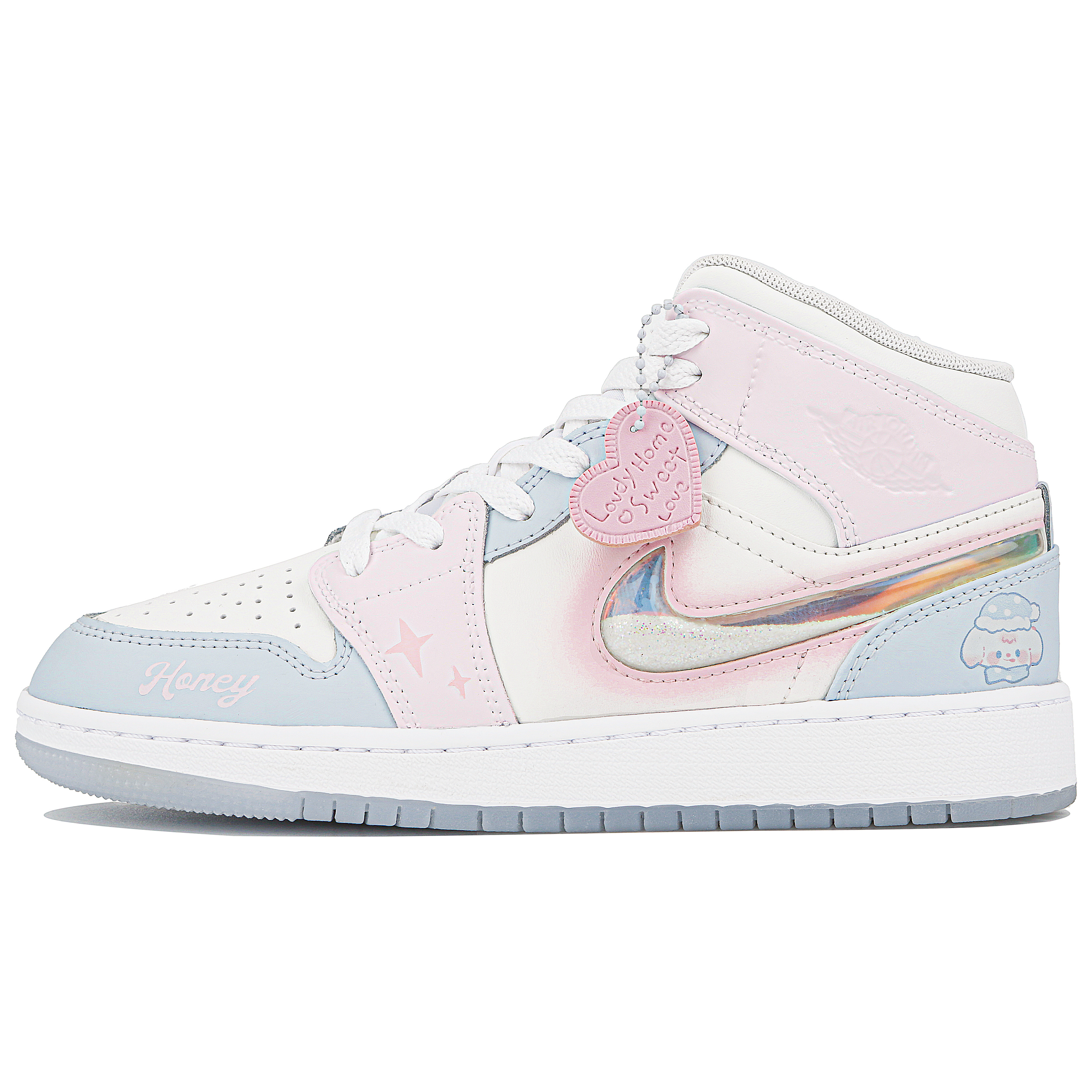 Jordan Air Jordan 1 Mid Top Vintage Basketball Shoes GS White Pink купить в интернет-магазине Yoocart с быстрой доставкой по России.