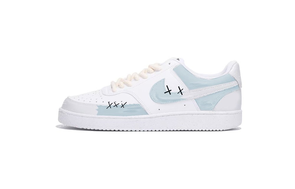 Nike Court Vision 1 Sewing Journal Anti-Slip Wear-Resistant Low-Top Skateboard Shoes Men's Blue White