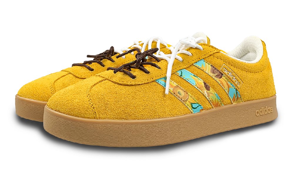 Adidas Neo VL Court 2.0 Anti-Slip Wear-Resistant Low-Top Skateboard Shoes Unisex Yellow Brown Green