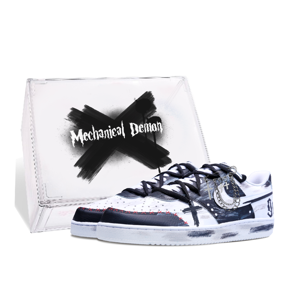 Nike Court Vision 1 Explosive Plan, Gothic Knight Anti Slip Wear Resistant Low Top Skateboard Shoes Unisex Black