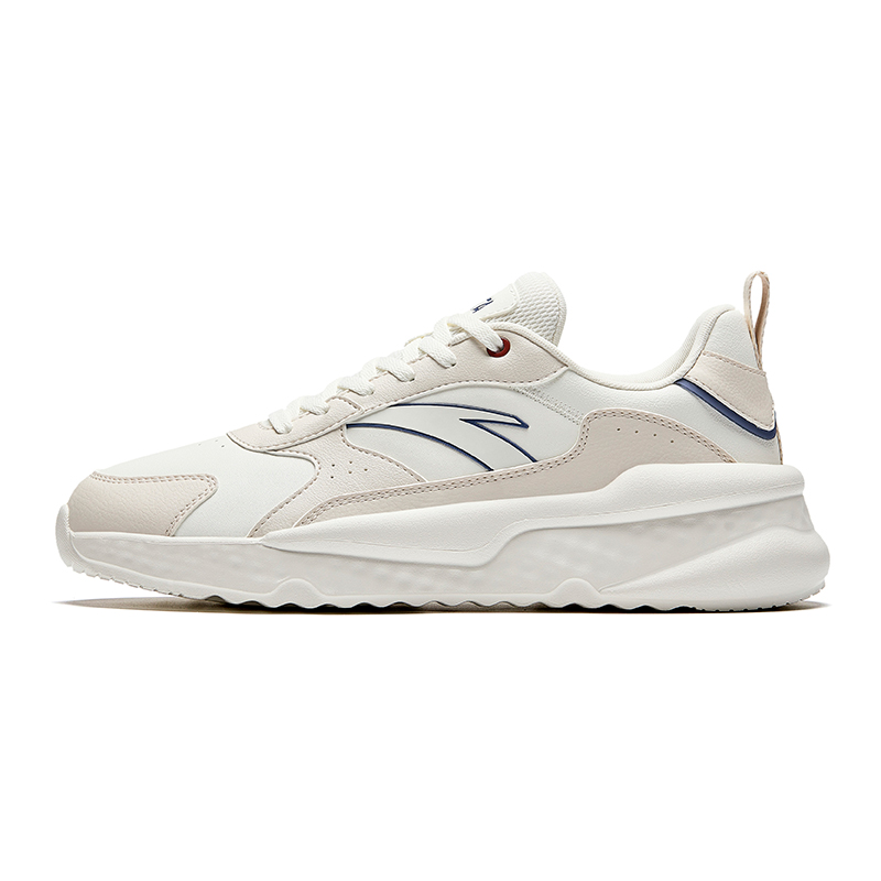Anta Life Collection Slip Resistant Abrasion Resistant Shock Absorbers Low Top Casual Shoes Men's Ecru
