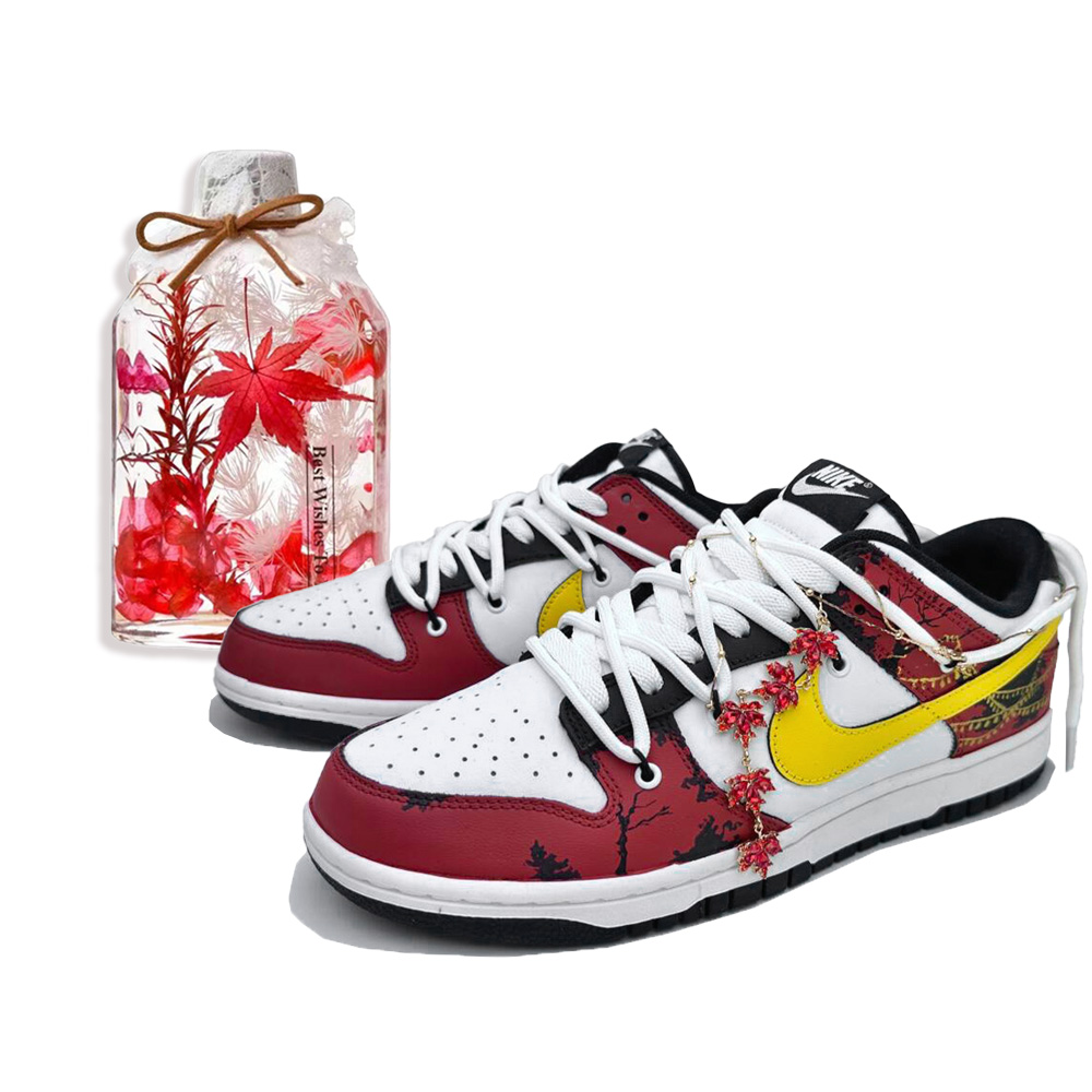 Nike Dunk Low Cushioning Wear-Resistant Low-Top Skateboard Shoes Unisex Red Black