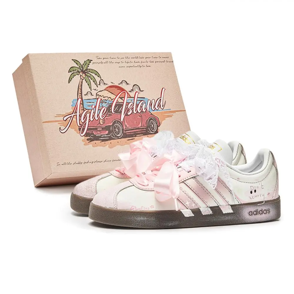 Adidas VL Court 2.0 Skateboard Shoes Unisex Low top White/Pink