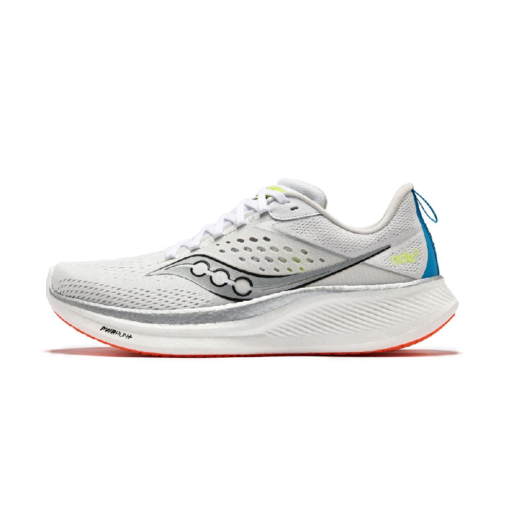Saucony RIDE 17 Cushioning Coverage Breathable Low Top Running Shoes Men's White Silver