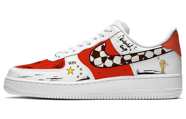 Nike Air Force 1 Anti-Slip And Wear-Resistant Lightweight Low-Top Skateboard Shoes Women's White Red