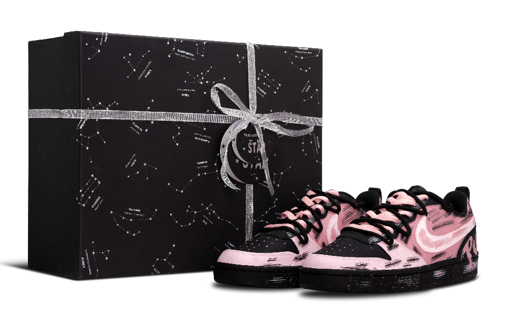 Nike Court Borough Anti Slip Wear Resistant Low Top Skateboard Shoes GS Pink Black