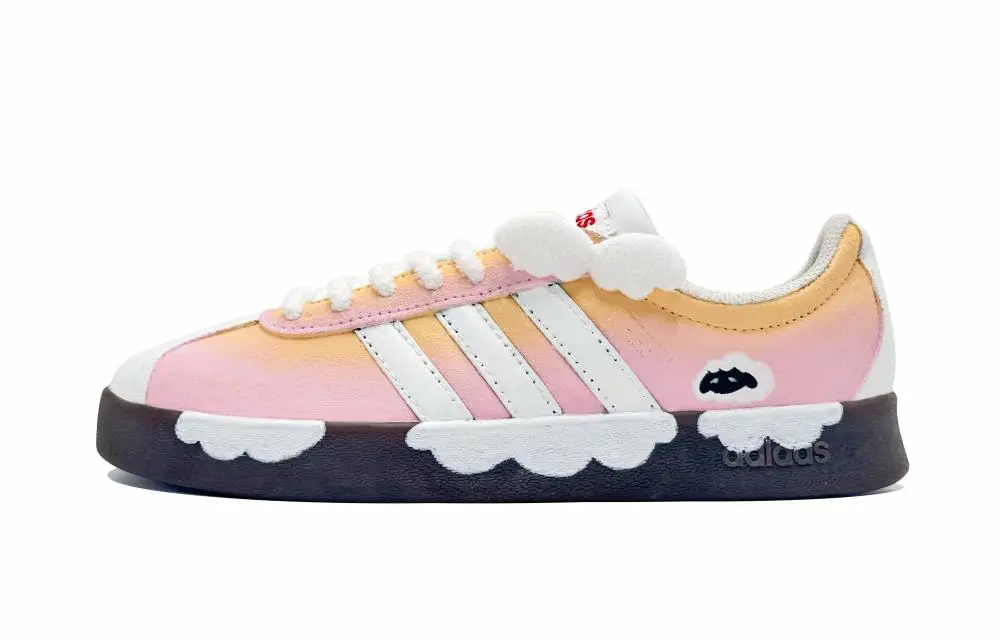Adidas VL COURT 2.0 Lifestyle Dream Lamb Abrasion Resistant Low top Skateboard Shoes Women's Pink
