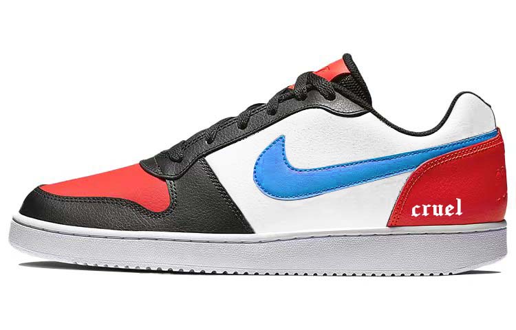 Nike EBERNON Anti-Slip Wear-Resistant Low-Top Skateboard Shoes Men's White Black Red