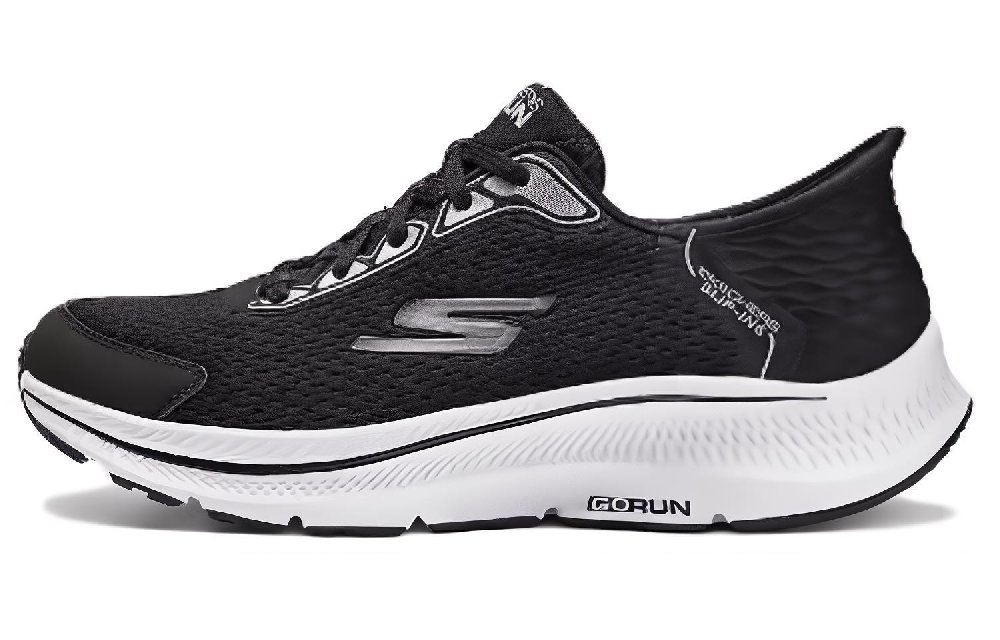Skechers Cushioning Wear-Resistant Low-Top Running Shoes Men's Black White