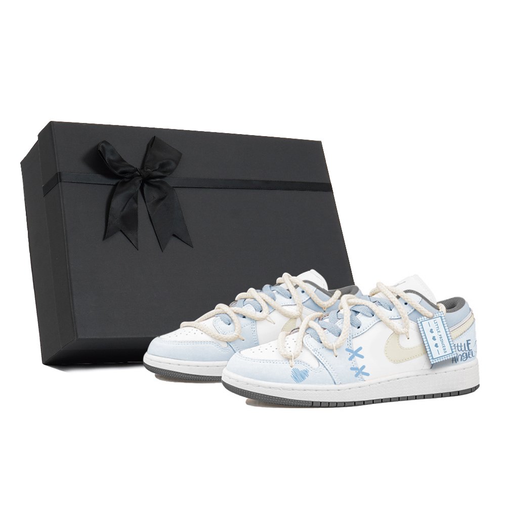 Jordan Air Jordan 1 Abrasion-Resistant Low-Top Vintage Basketball Shoes Men's Light Blue